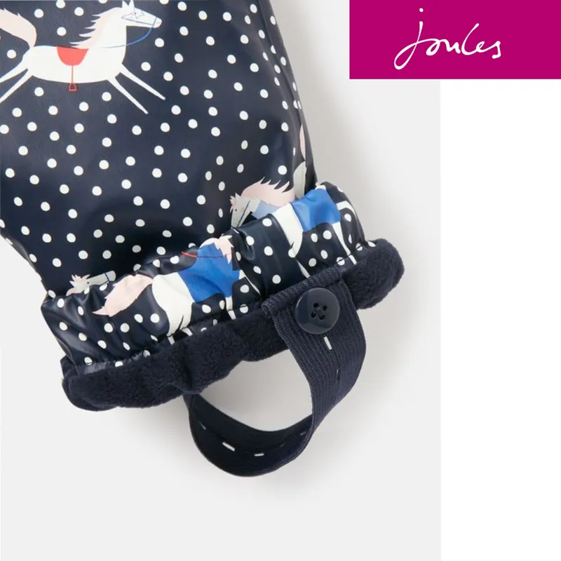 Joules Splashwell Waterproof Printed Rubber Dungarees - Horse Spot-4